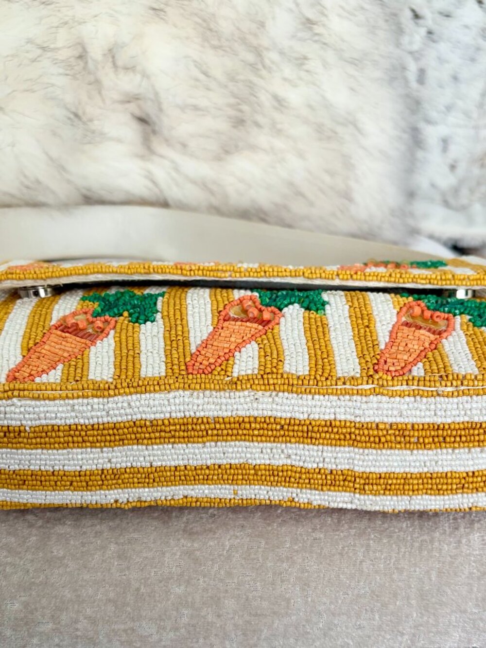 Viral Beaded Carrot Bag Handcrafted in India - Picture 5 of 5